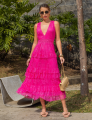 Vestido Midi Babados Dandara Pink