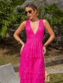Vestido Midi Babados Dandara Pink