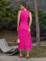 Vestido Midi Babados Dandara Pink