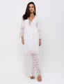 Vestido Longo Franjas Isla Off White