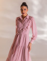 VESTIDO LONGO COM BABADO CAMILLE ROSA