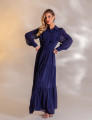 VESTIDO LONGO COM BABADO CAMILLE AZUL MARINHO