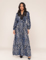 VESTIDO ANIMAL PRINT JASMIM AZUL MARINHO
