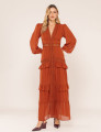 VESTIDO  DECOTE V DONATELA MARROM