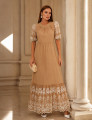 VESTIDO BARRADO BORADADO EVE BEGE