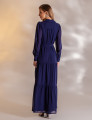 VESTIDO LONGO COM BABADO CAMILLE AZUL MARINHO