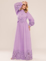 VESTIDO MIDI COM RENDA LIRA LAVANDA
