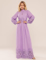 VESTIDO MIDI COM RENDA LIRA LAVANDA