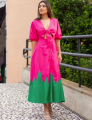 Vestido Recorte Bicolor Helena Rosa