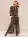 VESTIDO LONGO XADREZ SORA MARROM