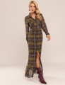 VESTIDO LONGO XADREZ SORA MARROM