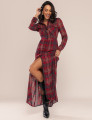 VESTIDO LONGO XADREZ SORA VINHO