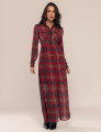 VESTIDO LONGO XADREZ SORA VINHO